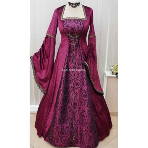 Renaissance Medieval Pagan Wine & Black Wedding Dress Costume